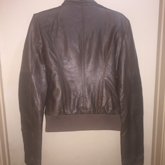 Miss Me Faux Leather Moto Zip Jacket SZ S Brown - Picture 4 of 8